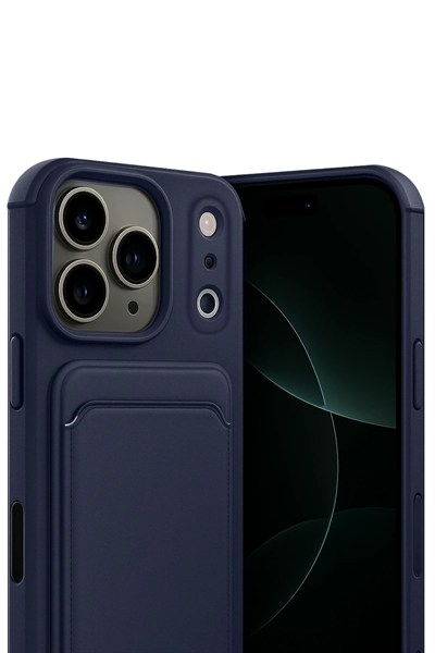 Mey İthalat®   iPhone 17 Pro Kelvin Kartvizitli Silikon - Lacivert