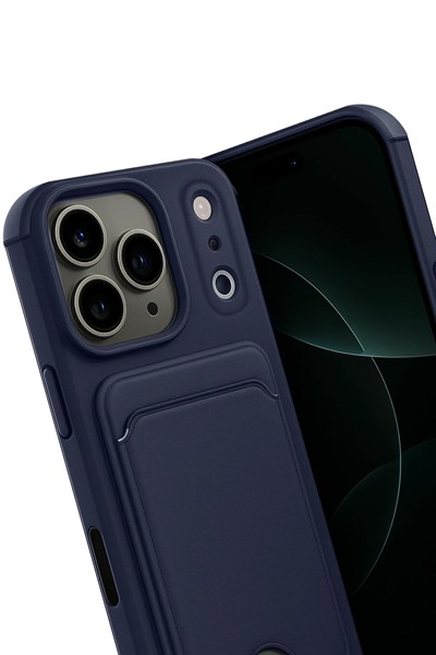 Mey İthalat®   iPhone 17 Pro Kelvin Kartvizitli Silikon - Lacivert