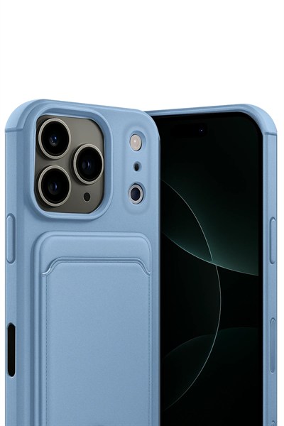 Mey İthalat®   iPhone 17 Pro Kelvin Kartvizitli Silikon - Mavi