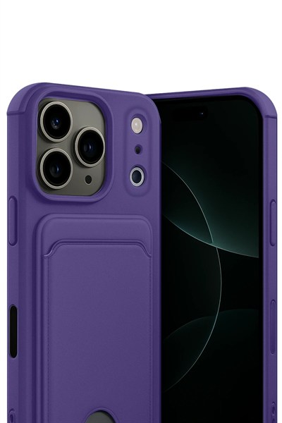 Mey İthalat®   iPhone 17 Pro Kelvin Kartvizitli Silikon - Derin Mor
