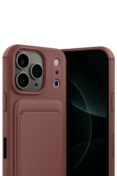 Mey İthalat®   iPhone 17 Pro Kelvin Kartvizitli Silikon - Bordo