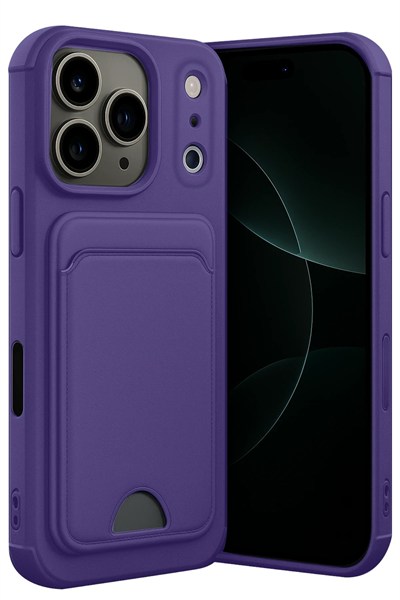 Mey İthalat®   iPhone 17 Pro Kelvin Kartvizitli Silikon - Derin Mor