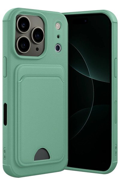 Mey İthalat®   iPhone 17 Pro Kelvin Kartvizitli Silikon - Açık Yeşil