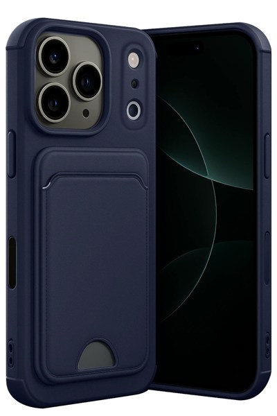 Mey İthalat®   iPhone 17 Pro Kelvin Kartvizitli Silikon - Lacivert