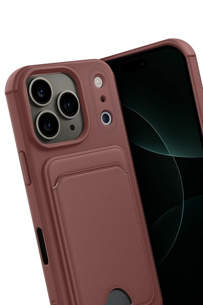 Mey İthalat®   iPhone 17 Pro Kelvin Kartvizitli Silikon - Bordo