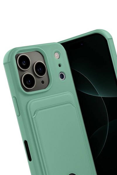 Mey İthalat®   iPhone 17 Pro Kelvin Kartvizitli Silikon - Açık Yeşil