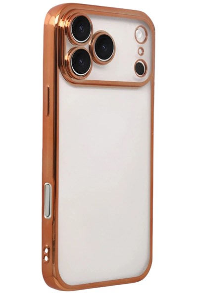 Mey İthalat®   iPhone 17 Pro Max  Lensli Silikon - Turuncu