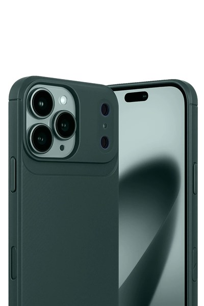 Mey İthalat®   iPhone 17 Pro Max Auto Focus Karbon Kapak - Koyu Yeşil