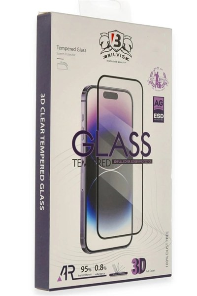Mey İthalat®   iPhone 17 Pro Max Bilvis 3D Cam Ekran Koruyucu - Siyah