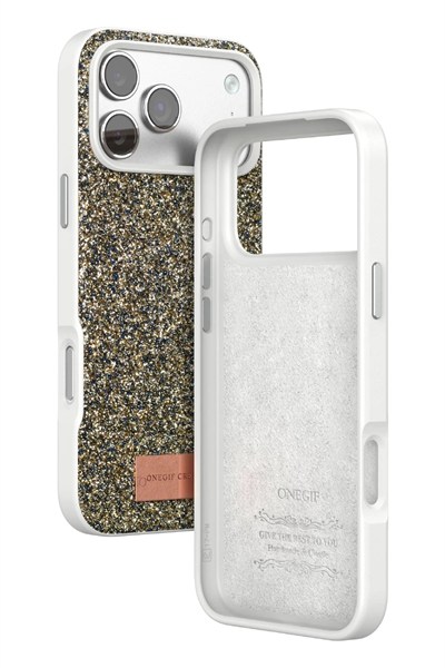 Mey İthalat®   iPhone 17 Pro Max Bright Simli Kapak - Çöl Titanyum