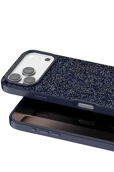 Mey İthalat®   iPhone 17 Pro Max Bright Simli Kapak - Mavi