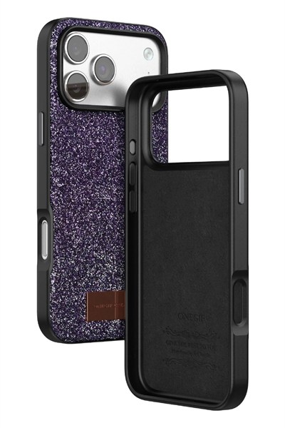 Mey İthalat®   iPhone 17 Pro Max Bright Simli Kapak - Derin Mor