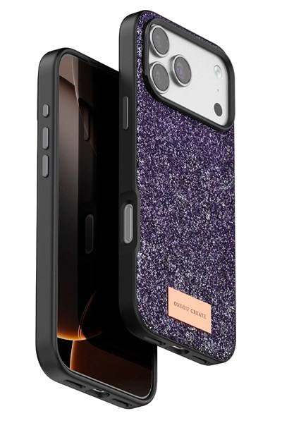 Mey İthalat®   iPhone 17 Pro Max Bright Simli Kapak - Derin Mor