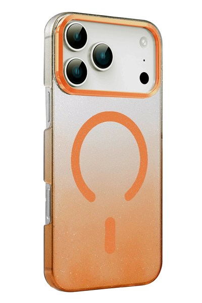 Mey İthalat®   iPhone 17 Pro Max Glossy Magsafe Kapak - Turuncu