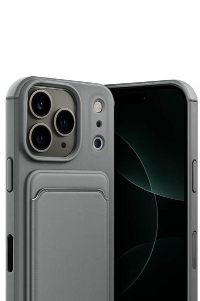 Mey İthalat®   iPhone 17 Pro Max Kelvin Kartvizitli Silikon - Gri