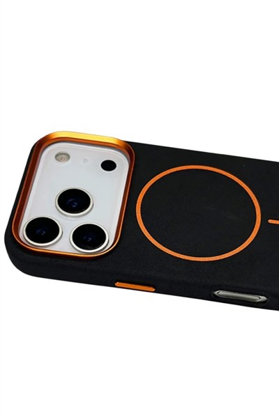 Mey İthalat®   iPhone 17 Pro Max Luno Deri Magsafe Kapak - Siyah