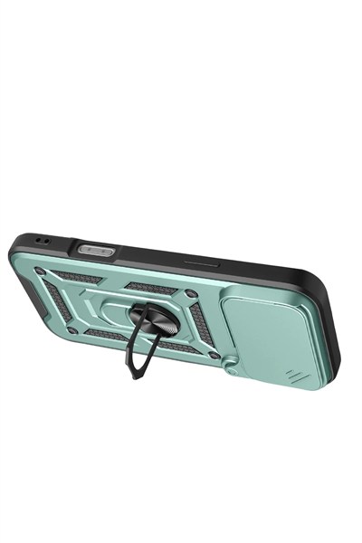 Mey İthalat®   iPhone 17 Pro Max Pars Lens Yüzüklü Silikon - Yeşil