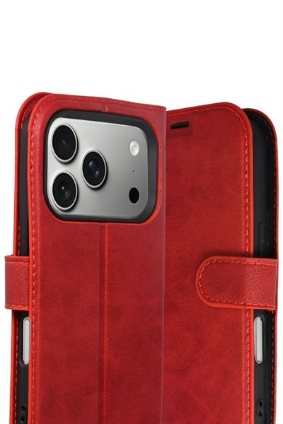 Mey İthalat®   iPhone 17 Pro Max Trend S Plus Kapaklı Kılıf - Kırmızı