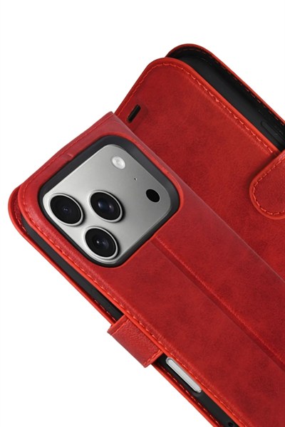 Mey İthalat®   iPhone 17 Pro Max Trend S Plus Kapaklı Kılıf - Kırmızı