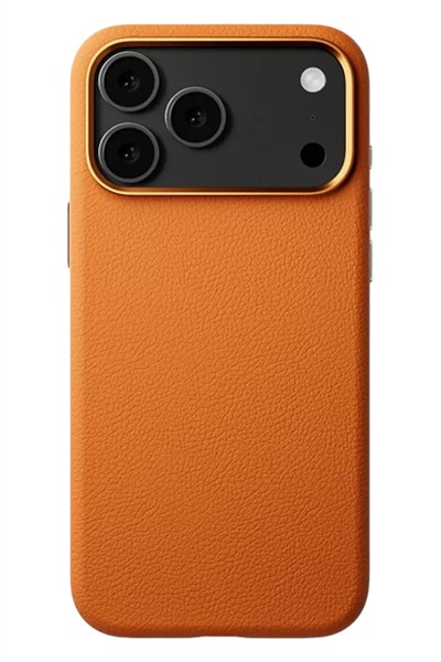 Mey İthalat®   iPhone 17 Pro Max Wonder Deri Magsafe Kapak - Turuncu