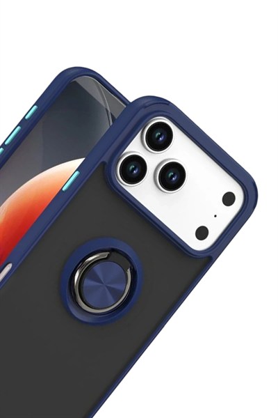Mey İthalat®   iPhone 17 Pro Montreal Yüzüklü Silikon Kapak - Lacivert