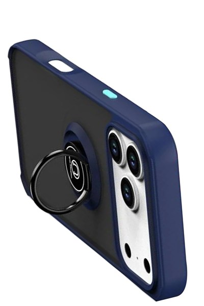 Mey İthalat®   iPhone 17 Pro Montreal Yüzüklü Silikon Kapak - Lacivert