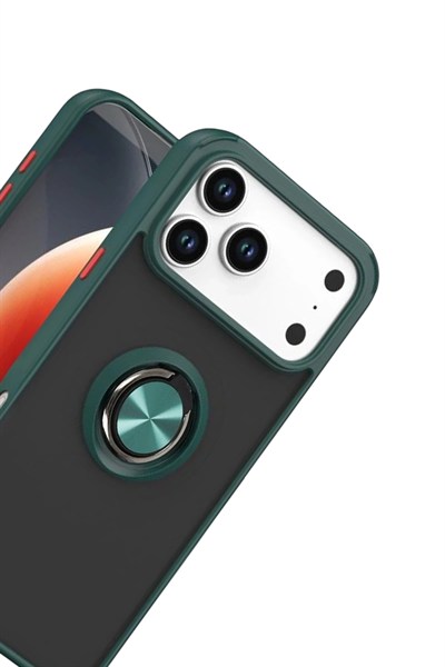 Mey İthalat®   iPhone 17 Pro Montreal Yüzüklü Silikon Kapak - Yeşil