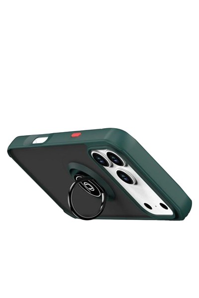 Mey İthalat®   iPhone 17 Pro Montreal Yüzüklü Silikon Kapak - Yeşil