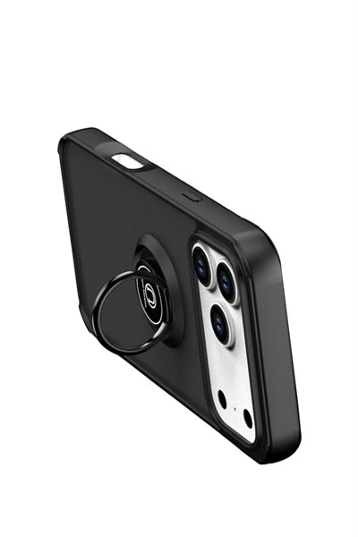Mey İthalat®   iPhone 17 Pro Montreal Yüzüklü Silikon Kapak - Siyah