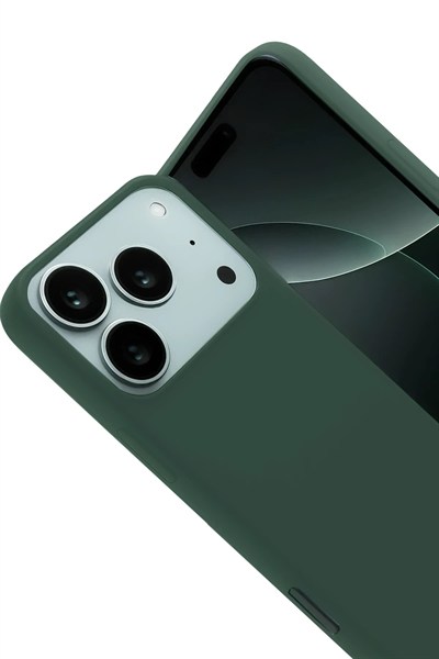 Mey İthalat®   iPhone 17 Pro Nano içi Kadife Silikon - Koyu Yeşil