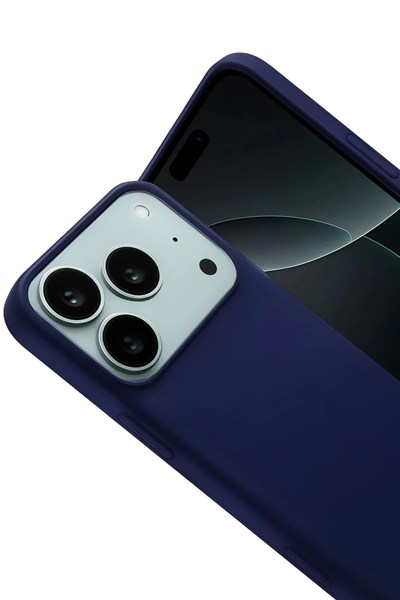 Mey İthalat®   iPhone 17 Pro Nano içi Kadife Silikon - Lacivert