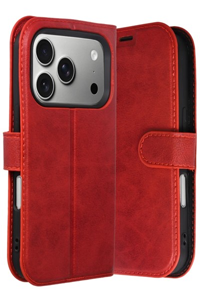 Mey İthalat®   iPhone 17 Pro Trend S Plus Kapaklı Kılıf - Kırmızı