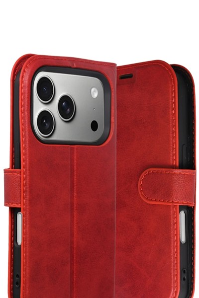 Mey İthalat®   iPhone 17 Pro Trend S Plus Kapaklı Kılıf - Kırmızı
