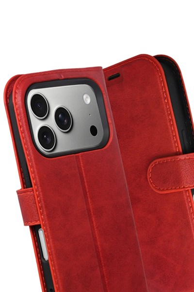 Mey İthalat®   iPhone 17 Pro Trend S Plus Kapaklı Kılıf - Kırmızı