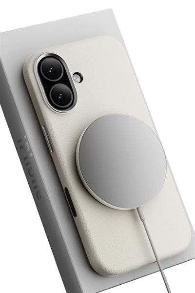 Mey İthalat®   iPhone 17 Wonder Deri Magsafe Kapak - Beyaz