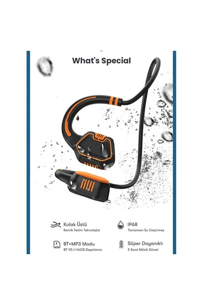 Mey İthalat®  AS9 Suya Dayanıklı Bluetooth Kulaklık - Siyah