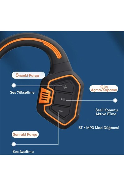 Mey İthalat®  AS9 Suya Dayanıklı Bluetooth Kulaklık - Siyah