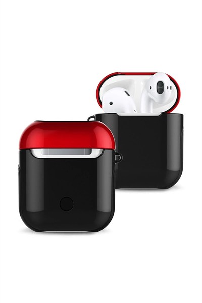 Mey İthalat®  Airpods 2 (2.nesil) 3in1 Kılıf - Siyah-Kırmızı