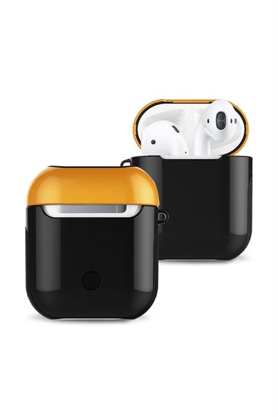 Mey İthalat®  Airpods 2 (2.nesil) 3in1 Kılıf - Siyah-Sarı