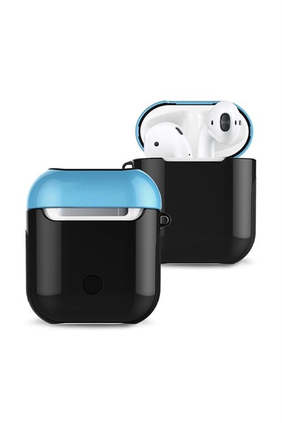 Mey İthalat®  Airpods 2 (2.nesil) 3in1 Kılıf - Siyah-Mavi