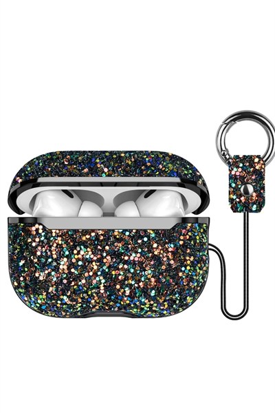 Mey İthalat®  Airpods 2 (2.nesil) Bright Simli Airpods Kapak - Siyah