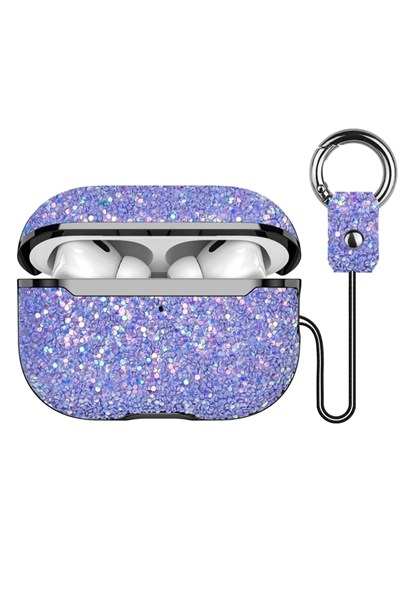 Mey İthalat®  Airpods 2 (2.nesil) Bright Simli Airpods Kapak - Derin Mor