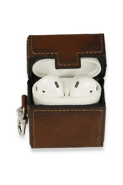 Mey İthalat®  Airpods 2 (2.nesil) Deri Kılıf - Kahverengi