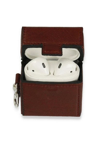 Mey İthalat®  Airpods 2 (2.nesil) Deri Kılıf - Bordo