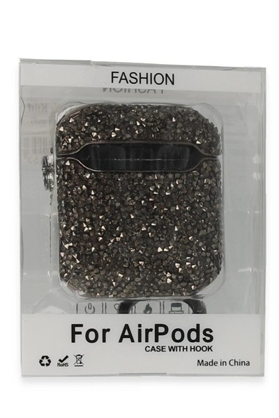 Mey İthalat®  Airpods 2 (2.nesil) Mira Taşlı Kılıf - Siyah
