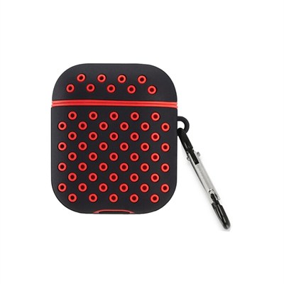 Mey İthalat®  Airpods 2 (2.nesil) Spor Delikli Kılıf - Siyah-Kırmızı