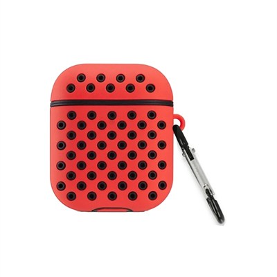 Mey İthalat®  Airpods 2 (2.nesil) Spor Delikli Kılıf - Kırmızı-Siyah