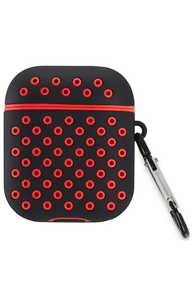 Mey İthalat®  Airpods 2 (2.nesil) Spor Delikli Kılıf - Siyah-Kırmızı