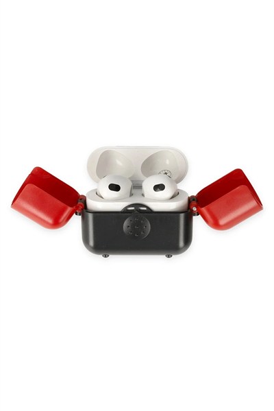 Mey İthalat®  Airpods 3 (3.nesil) Basmalı Kılıf - Siyah-Kırmızı