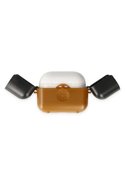 Mey İthalat®  Airpods 3 (3.nesil) Basmalı Kılıf - Kahverengi-Siyah